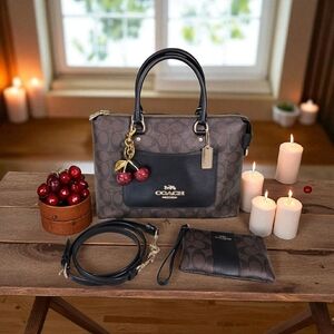 Coach Emma Sachel W/matching Wristlet & Cherry Charm